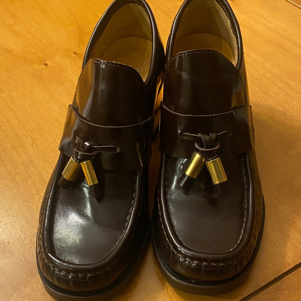 Patrick Cox Chocolate Leather Loafers with Brass Details